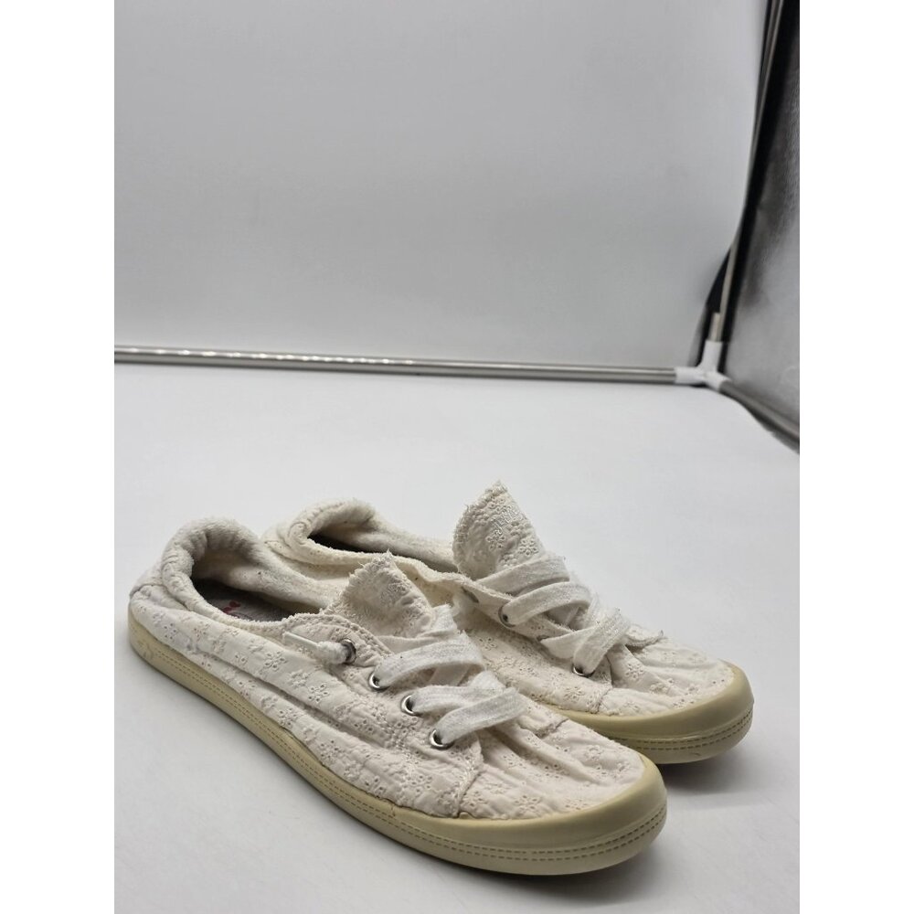 Jellypop Dallas Shoes Womens Size 8.5 White Floral Eyelet Lace Up Flats Casual